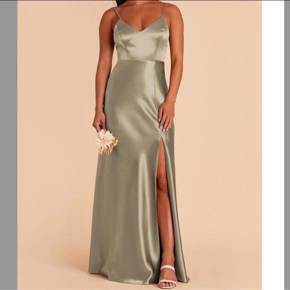 Birdy Grey Jay Satin Bridesmaid Dress in Moss Green